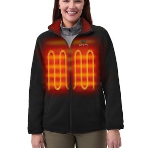 Women’s 4-Zone Fleece Heated Jacket with Heated Collar, Heating Fleece Jacket with Rechargeable Battery