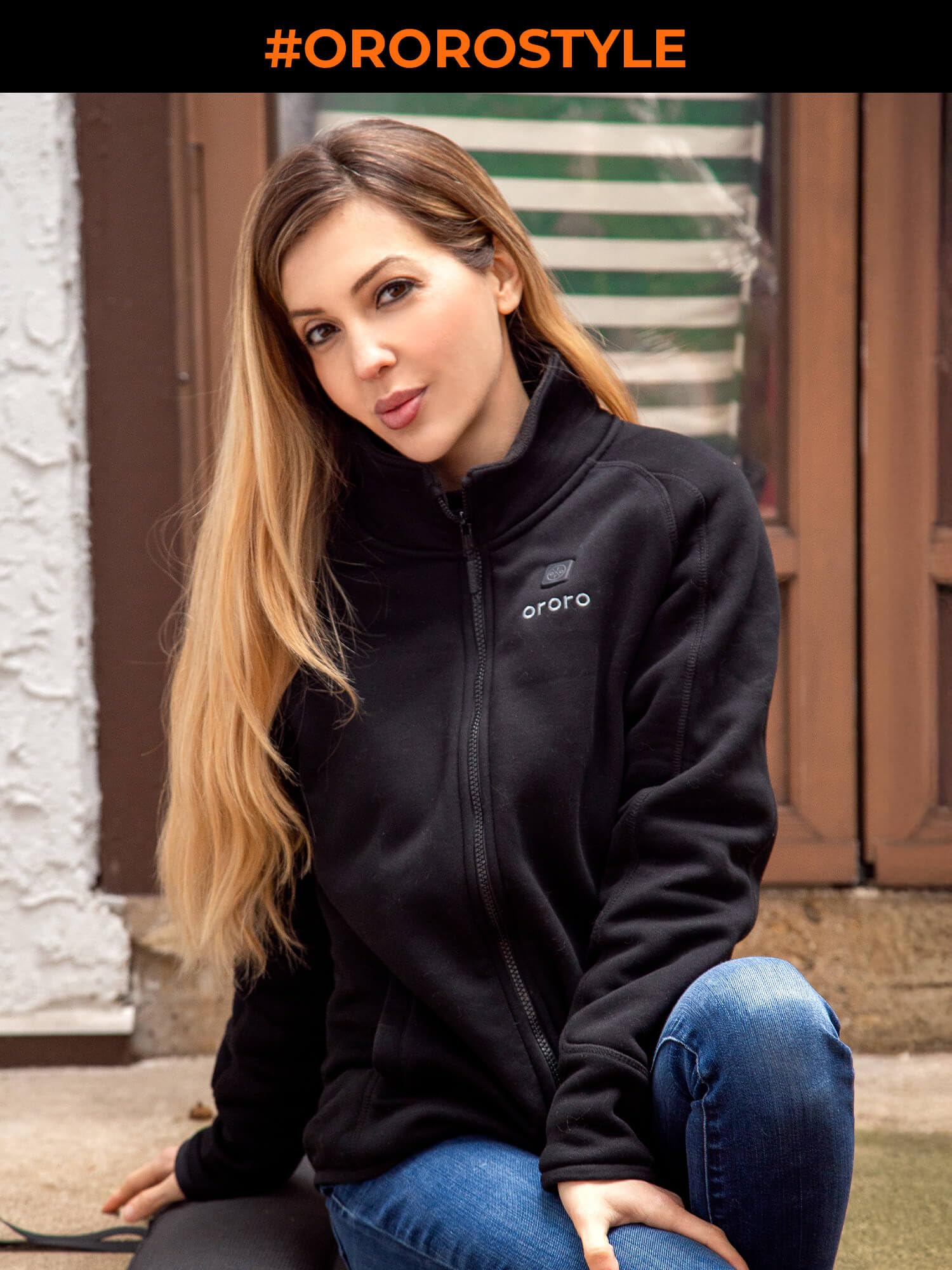 Women’s 4-Zone Fleece Heated Jacket with Heated Collar, Heating Fleece Jacket with Rechargeable Battery - 图片 7